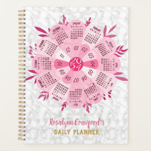 2024 Calendrier Unique Boho Rose Flower Nom person