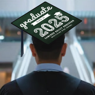2024 Chalkboard Graduate Bold Sketched Typography Graduation Cap Topper