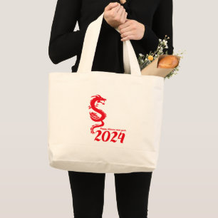 2024 Chinese New Year: Happy Year of the Dragon Large Tote Bag