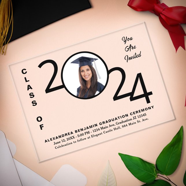 2024 Class Graduation Ceremony Graduate Photo  Acrylic Invitations (2024 Class Graduation Ceremony Graduate Photo Acrylic Invitations to send to your family and friends)