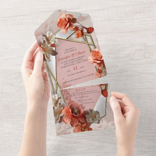 2024 colour of soft, pinkish-orange hue Peach Fuzz All In One Invitation (Tearaway)