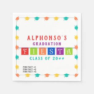 2024 Colourful Mexican Fiesta Graduation Fun Facts Napkin