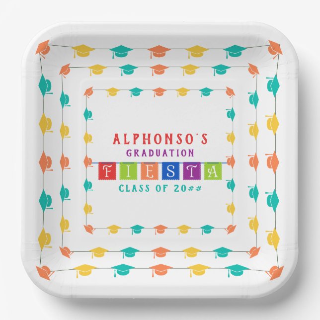 2024 Colourful Mexican Fiesta Graduation Party Paper Plate (Front)