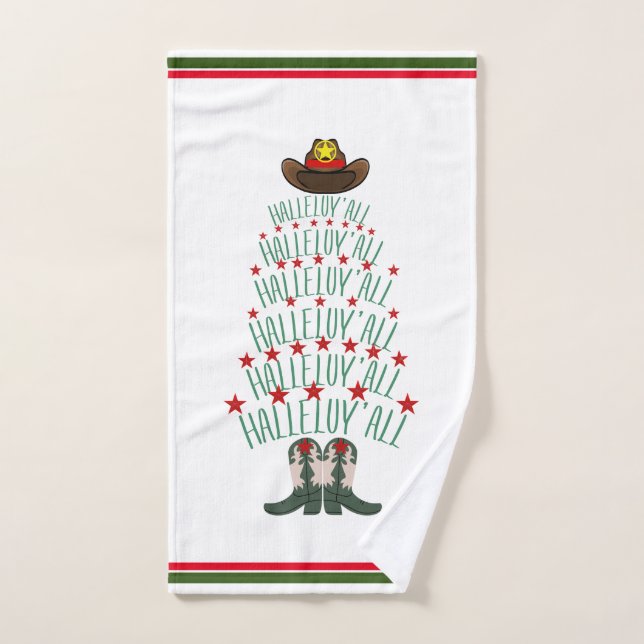 2024 Cowboy Christmas Tree guest Hand Towel (Hand Towel)