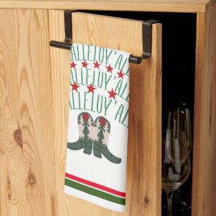 2024 Cowboy Christmas Tree guest Kitchen Towel