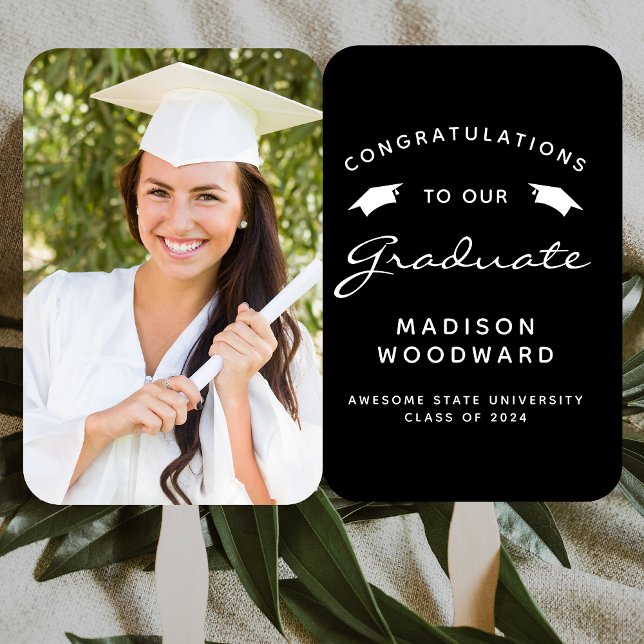 2024 Custom Photo Black White Graduation Hand Fan (Creator Uploaded)