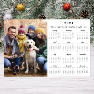 2024 Custom Photo & Family Name 12 Month Calendar Poster