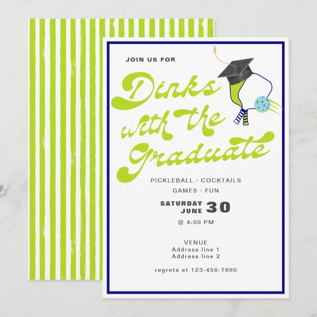 2024 Dinks with the Graduate Pickleball Graduation Invitation (Front/Back)
