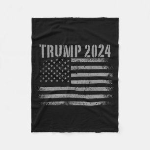 2024 Distressed American Flag Usa Patriotic Milita Fleece Blanket