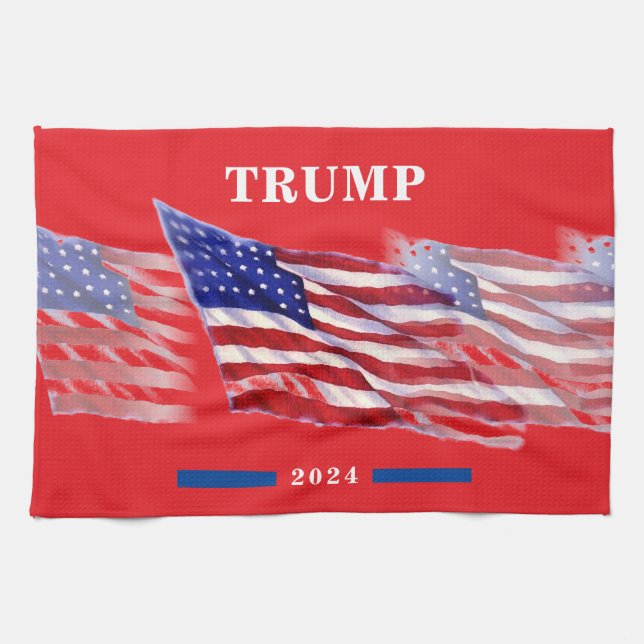2024 Donald Trump American Flag Kitchen Towel (Horizontal)