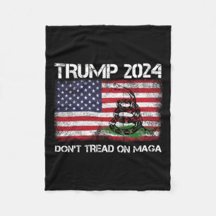 2024 Don't Tread On Maga American Us Flag Snake  Fleece Blanket