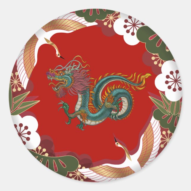 2024, Dragon Year Classic Round Sticker (Front)