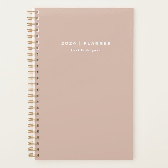 2024 Dusty Pink Weekly Mois Non Daté Planificateur (Devant)