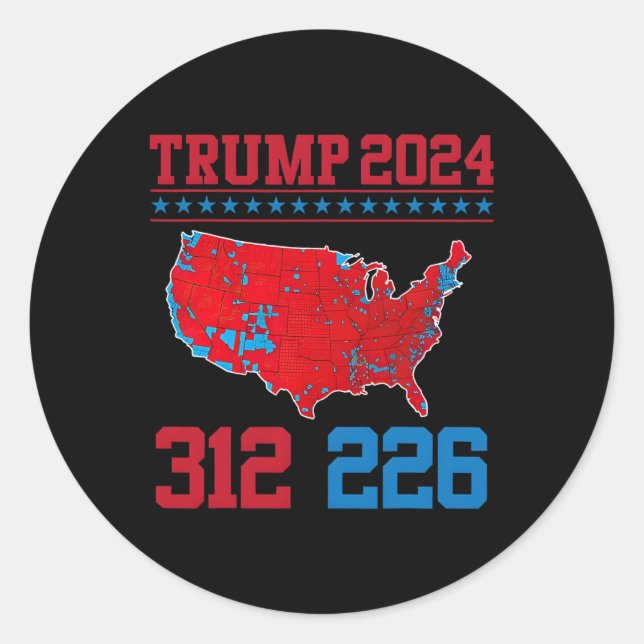 2024 Electoral Map 312 Red 2024 Election Results M Classic Round Sticker (Front)