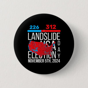 2024 Electoral Map Final Votes 312 Trump Landslide 2 Inch Round Button