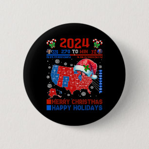 2024 Electoral Map Merry Christmas Trump Landslide 2 Inch Round Button