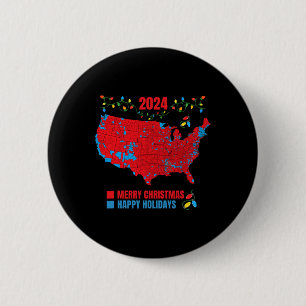 2024 Electoral Map Merry Christmas Trump Landslide 2 Inch Round Button