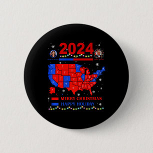 2024 Electoral Map Merry Christmas Trump Landslide 2 Inch Round Button