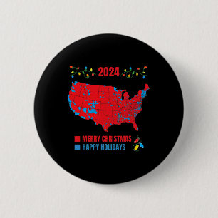 2024 Electoral Map Merry Christmas Trump Landslide 2 Inch Round Button