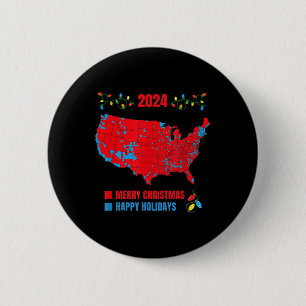 2024 Electoral Map Merry Christmas Trump Landslide 2 Inch Round Button