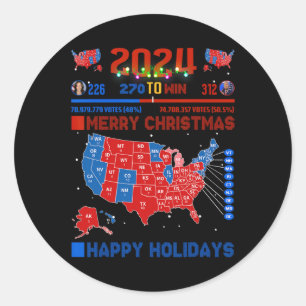 2024 Electoral Map Merry Christmas Trump Landslide Classic Round Sticker