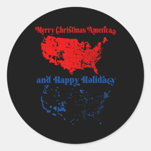 2024 Electoral Map Merry Christmas Trump Landslide Classic Round Sticker