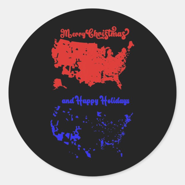 2024 Electoral Map Merry Christmas Trump Landslide Classic Round Sticker (Front)