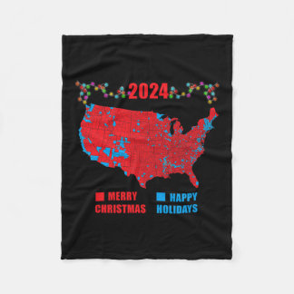 2024 Electoral Map Merry Christmas Trump Landslide Fleece Blanket