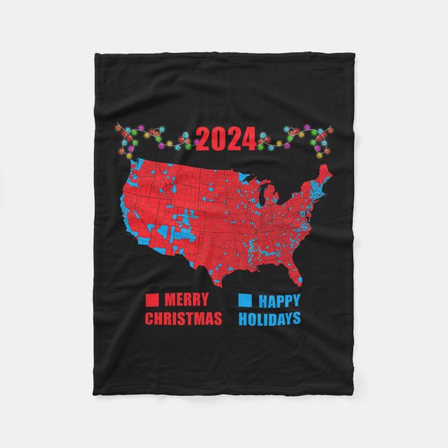 2024 Electoral Map Merry Christmas Trump Landslide Fleece Blanket (Front)
