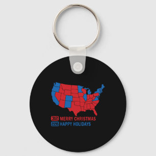 2024 Electoral Map Merry Christmas Trump Landslide Keychain