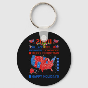 2024 Electoral Map Merry Christmas Trump Landslide Keychain