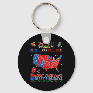 2024 Electoral Map Merry Christmas Trump Landslide Keychain