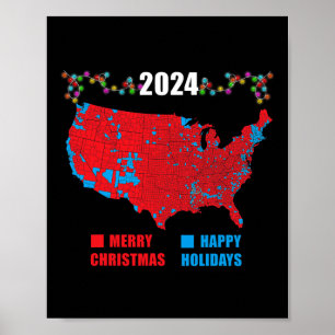 2024 Electoral Map Merry Christmas Trump Landslide Poster
