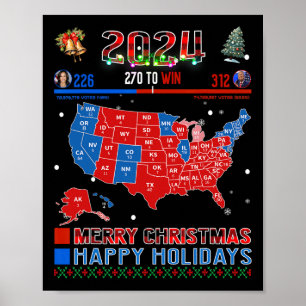 2024 Electoral Map Merry Christmas Trump Landslide Poster
