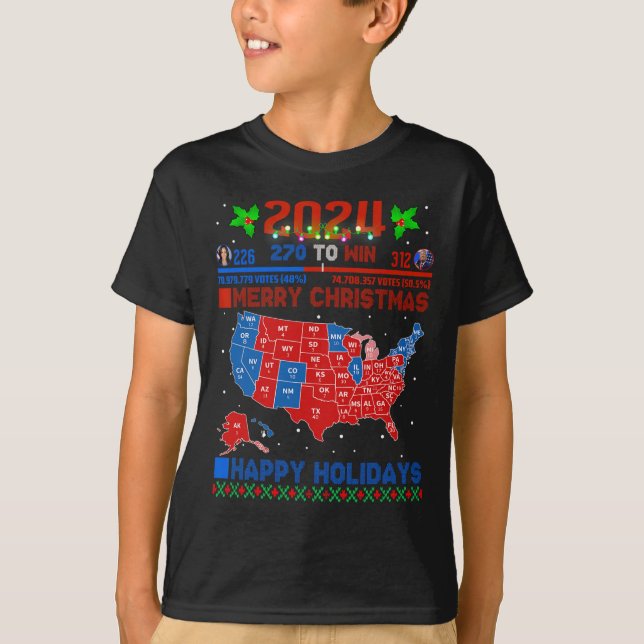 2024 Electoral Map Merry Christmas Trump Landslide T-Shirt (Front)
