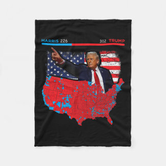 2024 Electoral Map Trump 312 Red 2024 Election Res Fleece Blanket