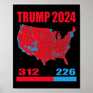 2024 Electoral Map Trump 312 Red 2024 Election Res Poster