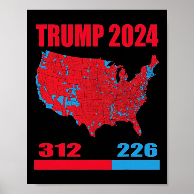 2024 Electoral Map Trump 312 Red 2024 Election Res Poster (Front)