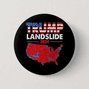 2024 Electoral Map Trump Landslide Red Election Ma 2 Inch Round Button