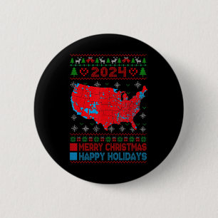 2024 Electoral Map Trump Landslide Ugly Christmas 2 Inch Round Button