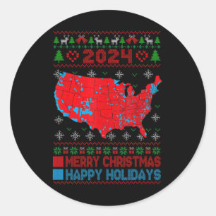 2024 Electoral Map Trump Landslide Ugly Christmas Classic Round Sticker