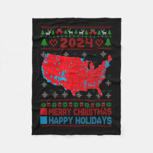 2024 Electoral Map Trump Landslide Ugly Christmas  Fleece Blanket