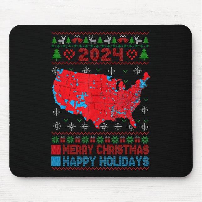 2024 Electoral Map Trump Landslide Ugly Christmas  Mouse Pad (Front)