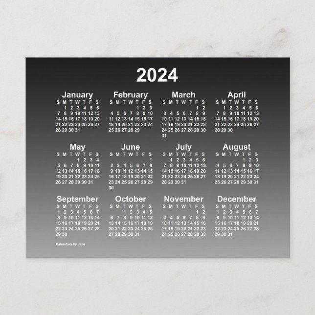 2024 Faded Black Mini Calendar by Janz Postcard (Front)