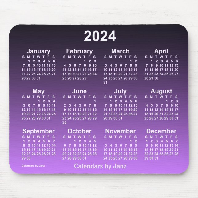 2024 Faded Violet Neon Calendar by Janz Mouse Pad (Front)