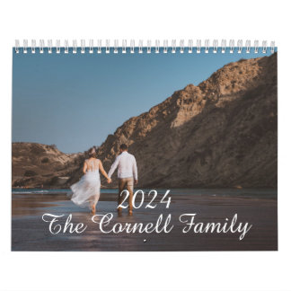 2024 Family Custom Photo Chic Script Calendar