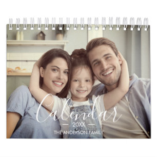 2024 Family Custom Photo Chic Script Calendar