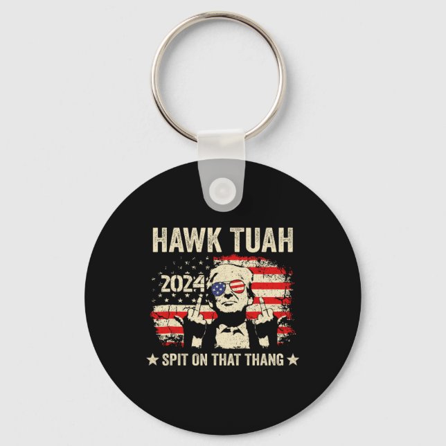 2024 Flag Funny Hawk Tush Middle Finger 24 Vote Tr Keychain (Front)