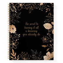 2024 Floral Gold & Black Notebook Quote