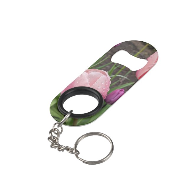2024 Flowers Bottle Opener Keychain by RoseWrites Keychain Bottle Opener (Back Angled)